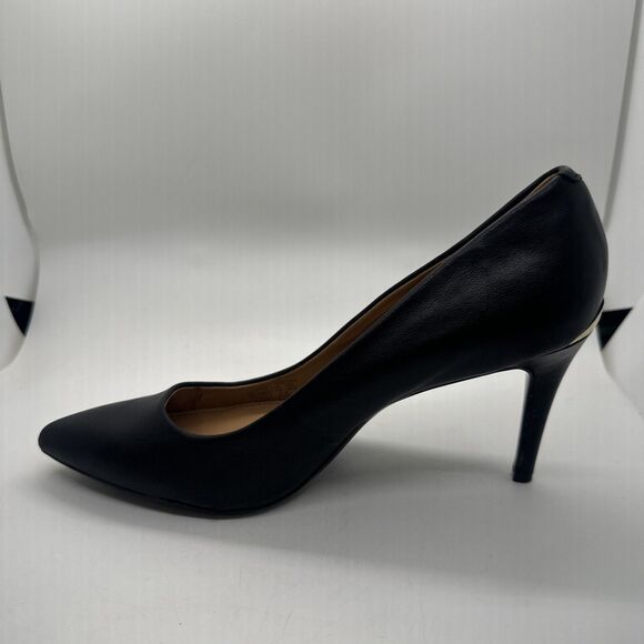 Calvin Klein Black Kamara High Heels Size 8.5 Womens 34E9904 Leather Pointed Toe - Picture 4 of 16